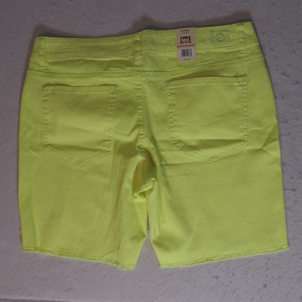 L.E.I. Women Shorts 13 Yellow Ashley Lowrise Neon Y2K Cutoff Streetwear Electric - Picture 6 of 6